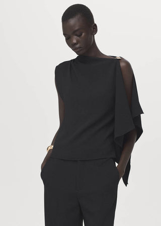 Blusa sin Mangas Escote Asimétrico