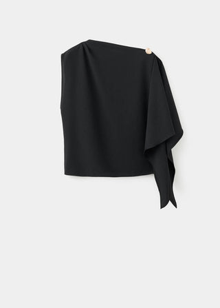Blusa sin Mangas Escote Asimétrico