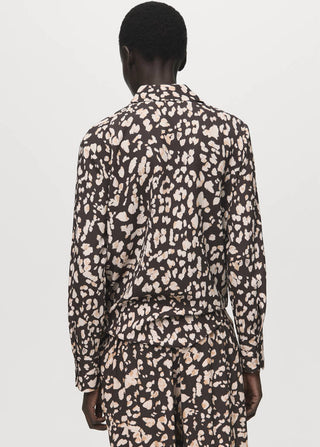 Camisa Recta Manga Larga con Estampado