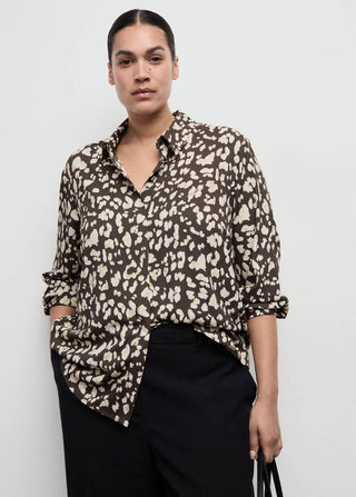 Camisa Recta Manga Larga con Estampado