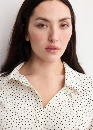 Camisa Recta Manga Larga con Estampado