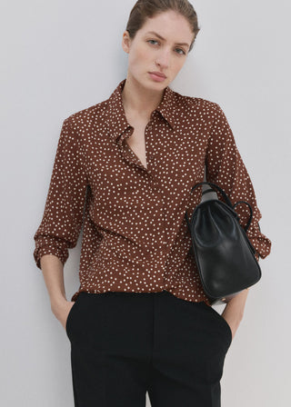 Camisa Recta Manga Larga con Estampado