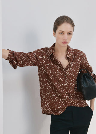 Camisa Recta Manga Larga con Estampado