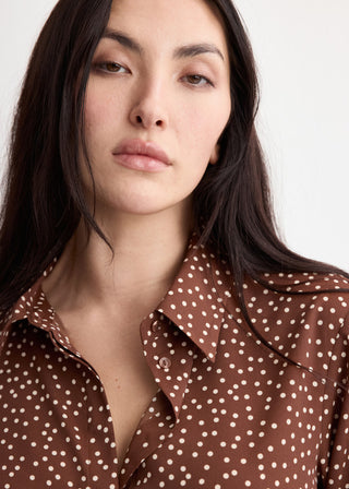 Camisa Recta Manga Larga con Estampado