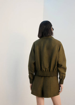 Short Talle Alto de Lino con Bolsillos