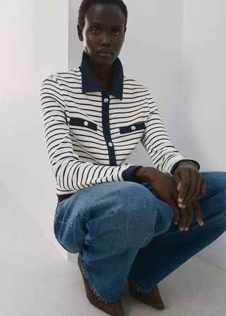 Striped Cardigan with Jewel Buttons