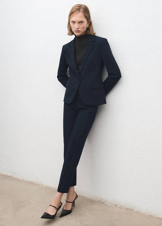 Pantalón de Traje Talle Medio con Bolsillos