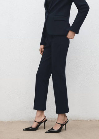 Pantalón de Traje Talle Medio con Bolsillos