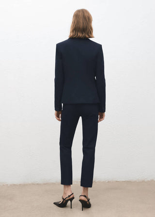 Pantalón de Traje Talle Medio con Bolsillos