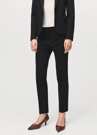 Pantalón de Traje Talle Medio con Bolsillos