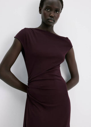 Vestido Manga Corta con Detalle Fruncido