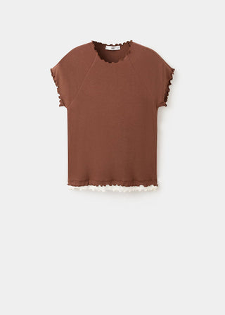 Camiseta Manga Corta con Detalle Contraste