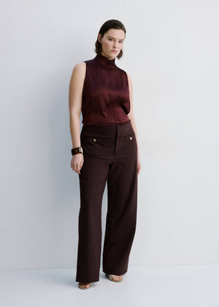 Pantalón Recto con Botones Joya