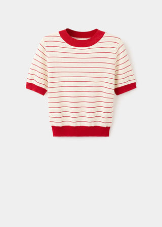 Sudadera Manga Corta con Estampado Rayas