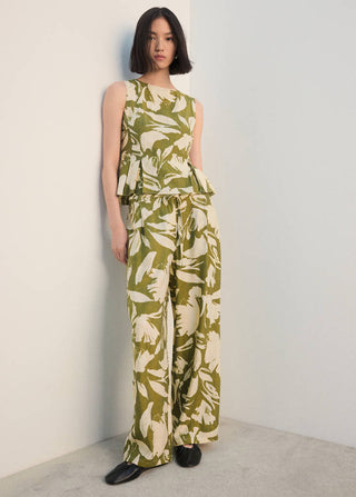 Pantalón Recto Talle Alto con Estampado Floral