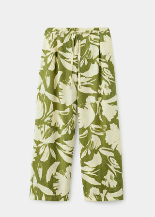 Pantalón Recto Talle Alto con Estampado Floral