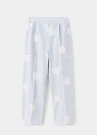 Pantalón con Cintura Elástica Bordado Floral
