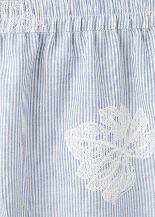 Pantalón con Cintura Elástica Bordado Floral