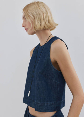 Blusa Denim con Detalle Costura