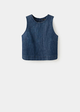 Blusa Denim con Detalle Costura