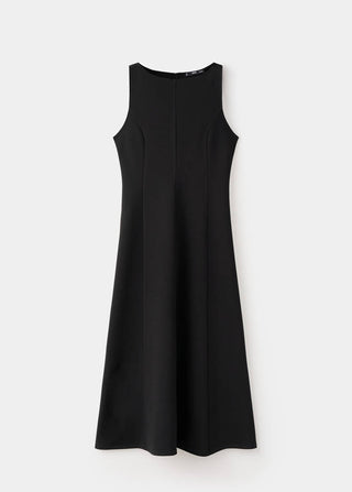 Vestido Midi Cuello Redondo sin Mangas