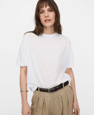 Camiseta Cuello Redondo con Logo Bordado