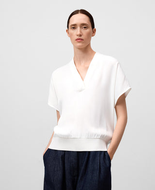 Blusa Manga Corta con Tejido Satinado