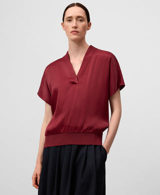 Blusa Manga Corta con Tejido Satinado