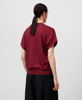 Blusa Manga Corta con Tejido Satinado