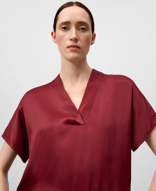 Blusa Manga Corta con Tejido Satinado