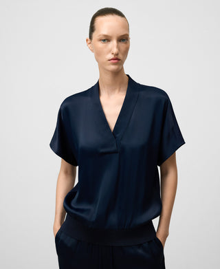 Blusa Manga Corta con Tejido Satinado