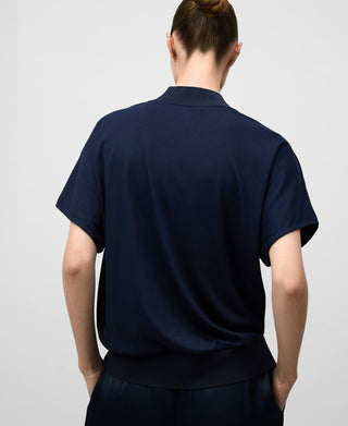 Blusa Manga Corta con Tejido Satinado
