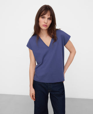 Camiseta Manga Corta con Cuello V de Algodón