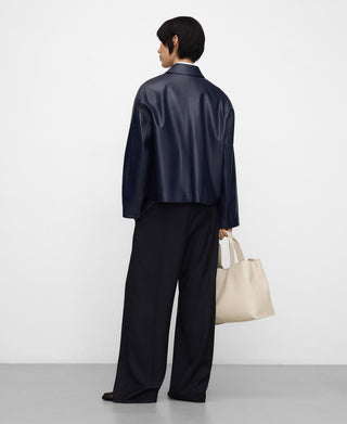 Chaqueta Oversize Efecto Piel con Bolsillo