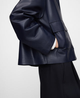 Chaqueta Oversize Efecto Piel con Bolsillo