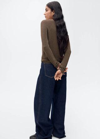 Sudadera Cuello V con Tejido Lúrex