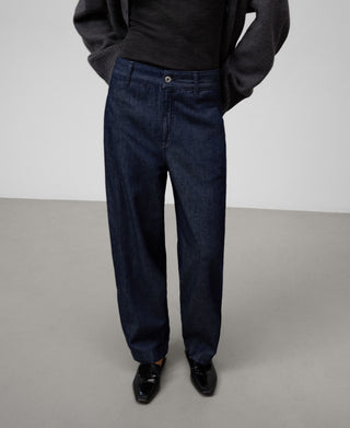 Jeans Barrel Talle Alto con Bolsillos