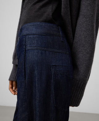Jeans Barrel Talle Alto con Bolsillos
