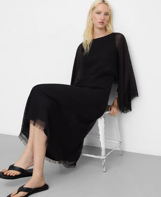 Fringed Cape Midi Dress