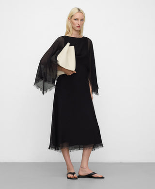 Fringed Cape Midi Dress