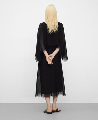 Fringed Cape Midi Dress