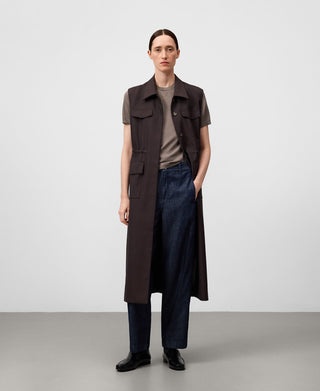 Vestido Cargo con Cuello Solapa y Bolsillos