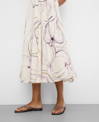 Printed V-Neck Midi Dress