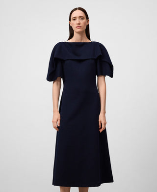 Vestido Escote Barco con Estampado Rayas