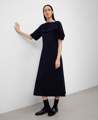 Vestido Escote Barco con Estampado Rayas