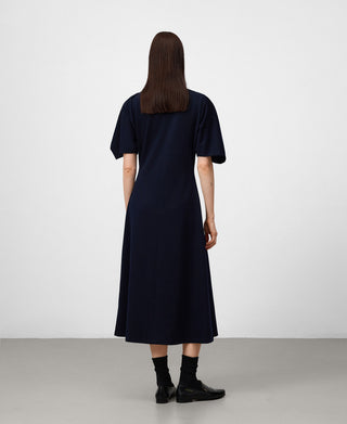 Vestido Escote Barco con Estampado Rayas