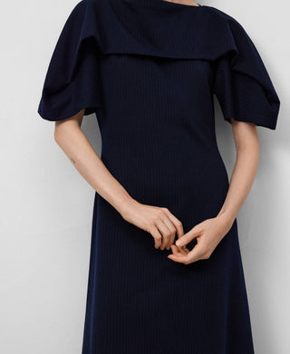 Vestido Escote Barco con Estampado Rayas