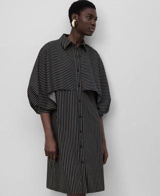 Vestido Camisero con Estampado de Rayas
