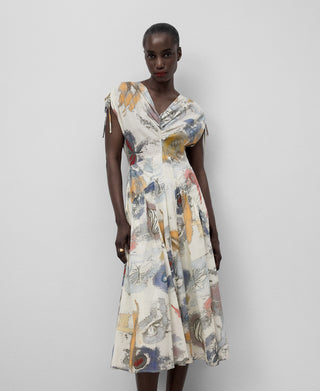 Vestido Midi con Fruncido Estampado