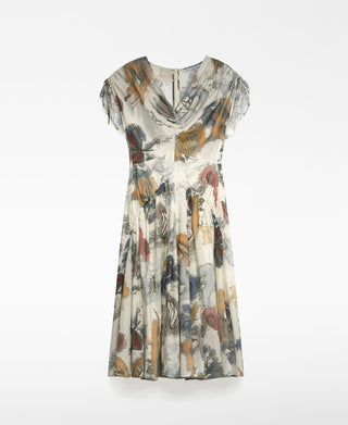 Vestido Midi con Fruncido Estampado